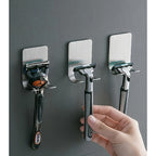2pcs Ganchos de Parede Adesivos Prateados No Requer Furao Suporte para Barbeador de Banheiro Gancho de Porta de Ao Inoxidvel Gancho para Chapu de Quarto Gancho para Roupo de Banho de Banheiro Cozinha e Quarto